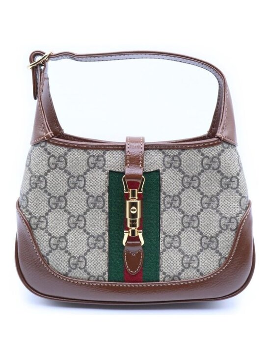 Gucci Handbags - Gucci Jackie GG Supreme 2-Way Mini Shoulder Bag Beige Leather